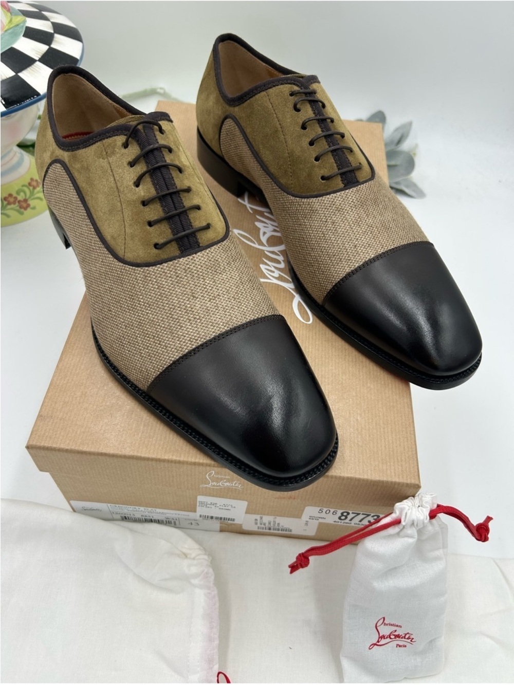 Men’s Christian Louboutin Gregory velvet twill and leather Oxford size 43